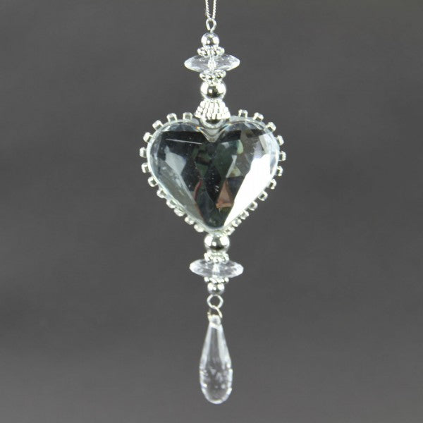 ACRYLIC HEART ORNA SILVER