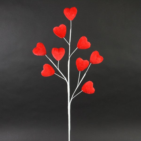 28"VELVET HEART SPRAY RED