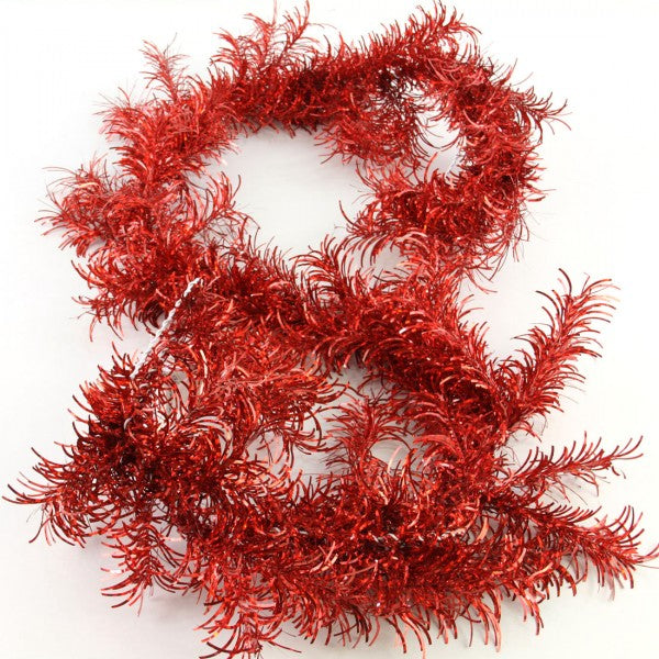 6' TINSEL GARLAND RED