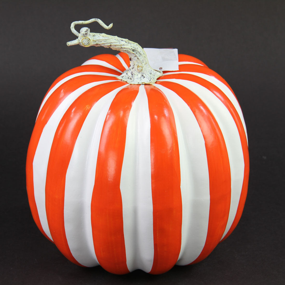 7.5"STRIPE PUMPKIN ORANG/WHT