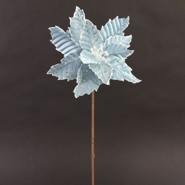 22"POINSETTIA STEM ICE BLUE