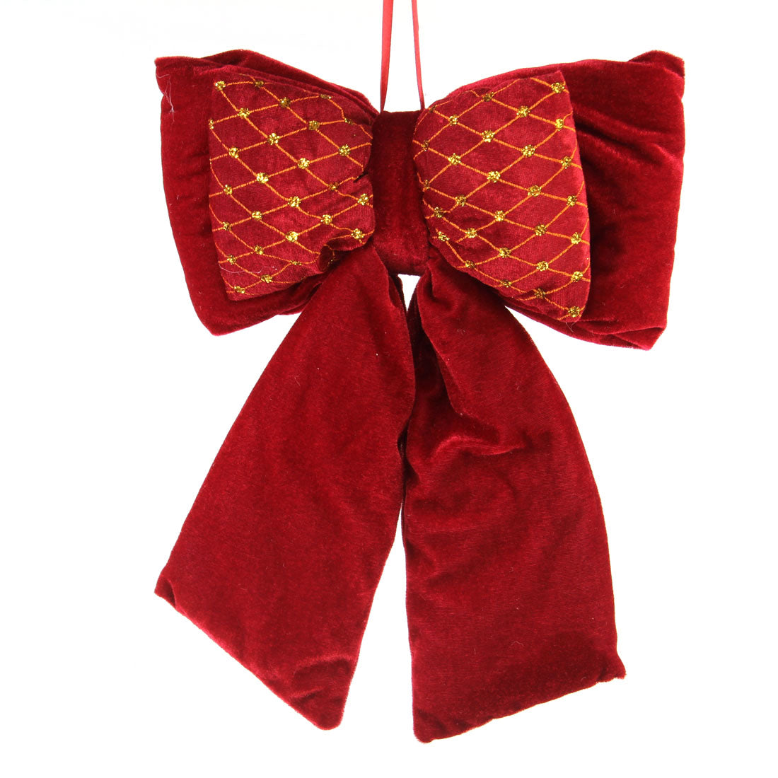 16.5"X12"VELVET GLT.BOW ORNA