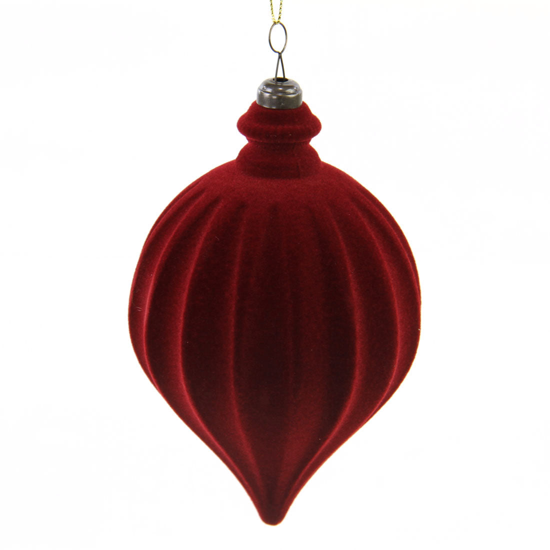 6"X4"FLCKD.BALL FINIAL ORN RED