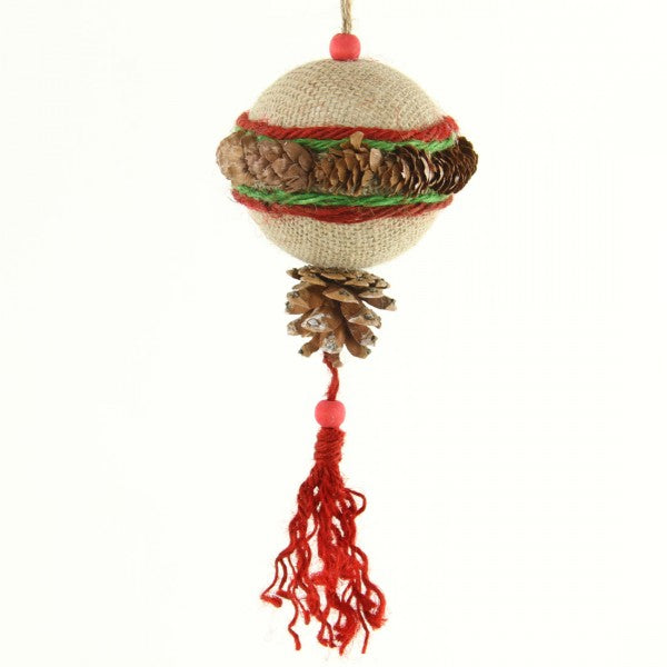 9"BURLAP CONE TASSEL BALL A25