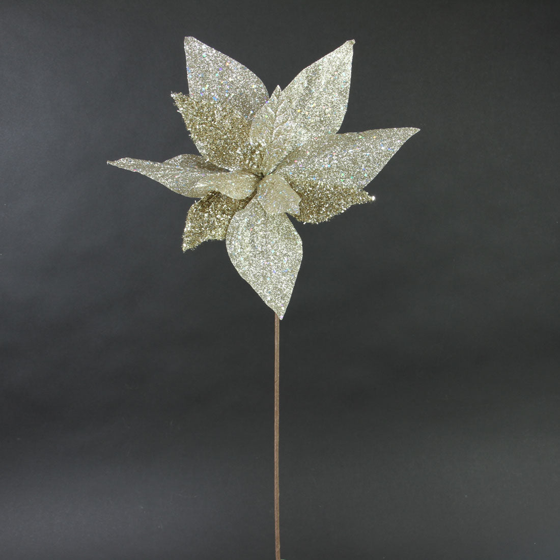 19"METALLIC POINSETTIA STEM