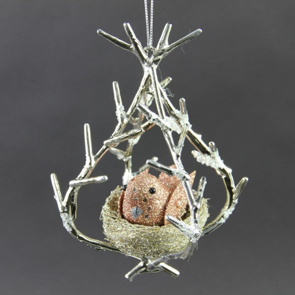 6.5"MTL TWIG BIRD ORNA A4