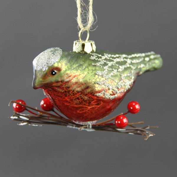 5"VINTAGE GLSS BIRD ORN