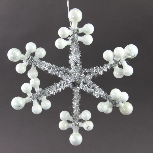 7.5"GLSS TINSEL SNOWFLAKE ORN