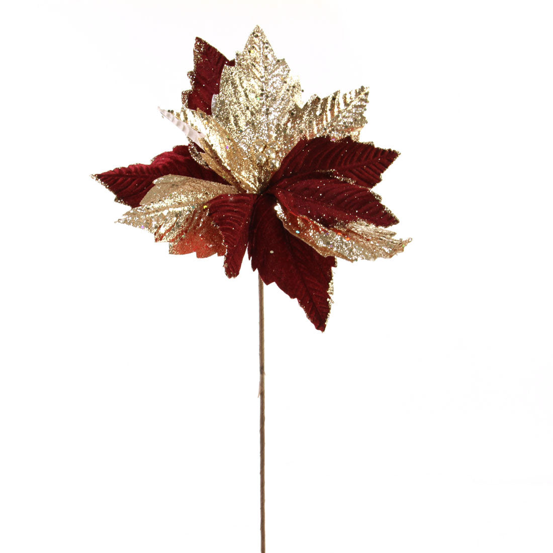 19"POINSETTIA STEM BURG/GOLD