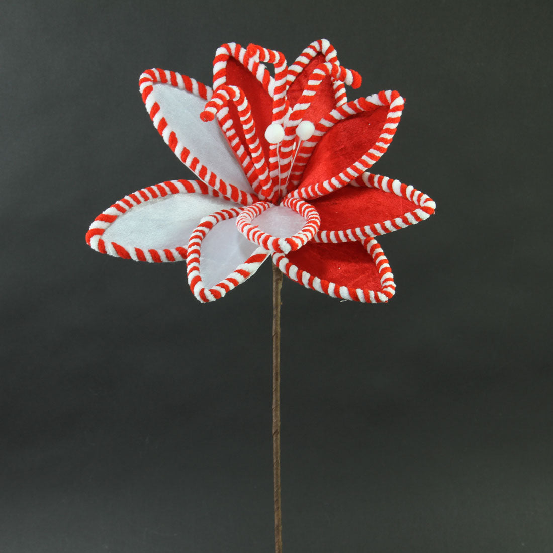 19"POINSETTIA STEM RED/WHITE