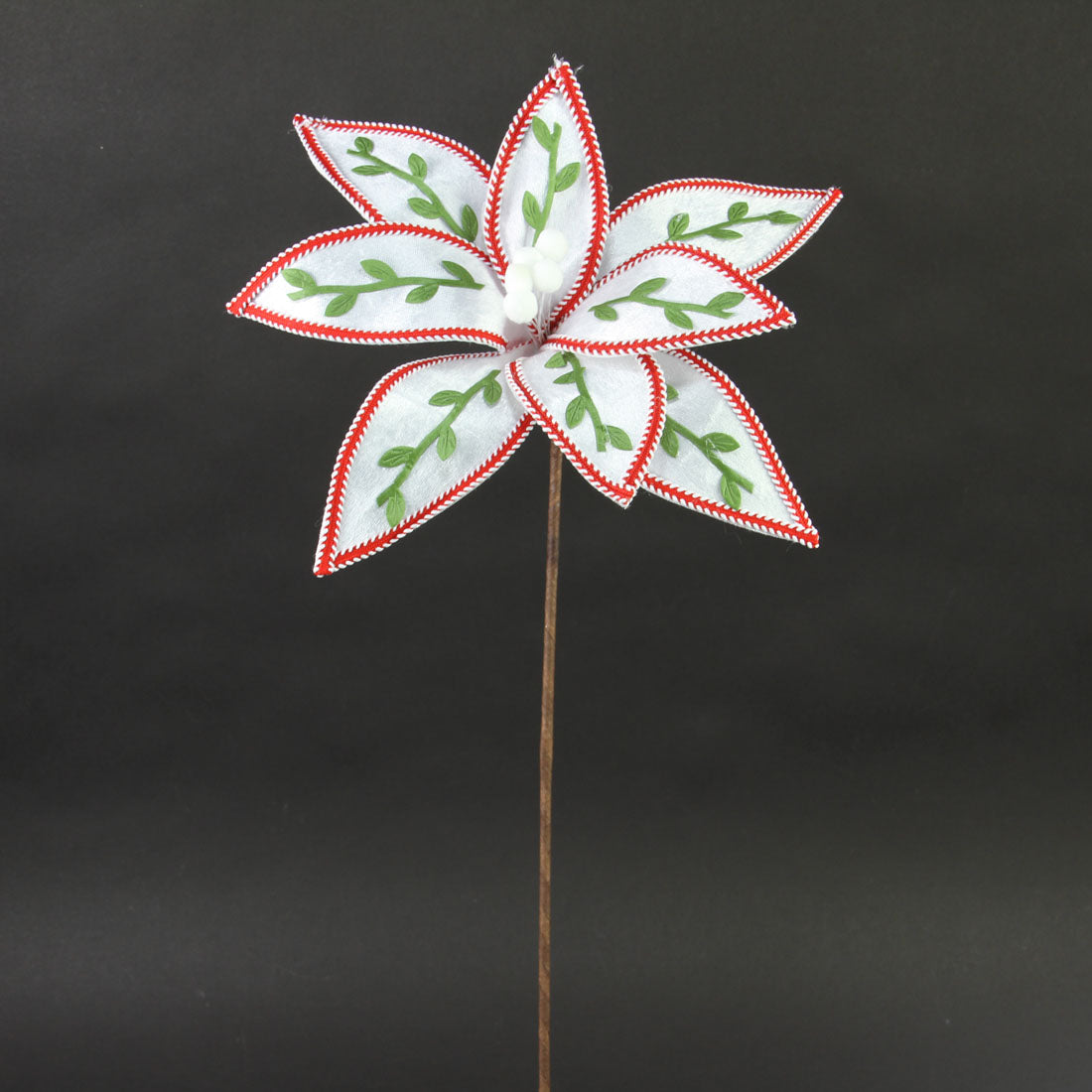19"POINSETTIA STEM WHT/RED/GR