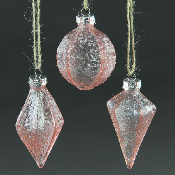 3.5"AGED GLASS ORN BLUSH