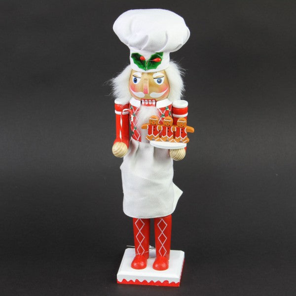 15"WOOD NUTCRACKER CHEF FIG