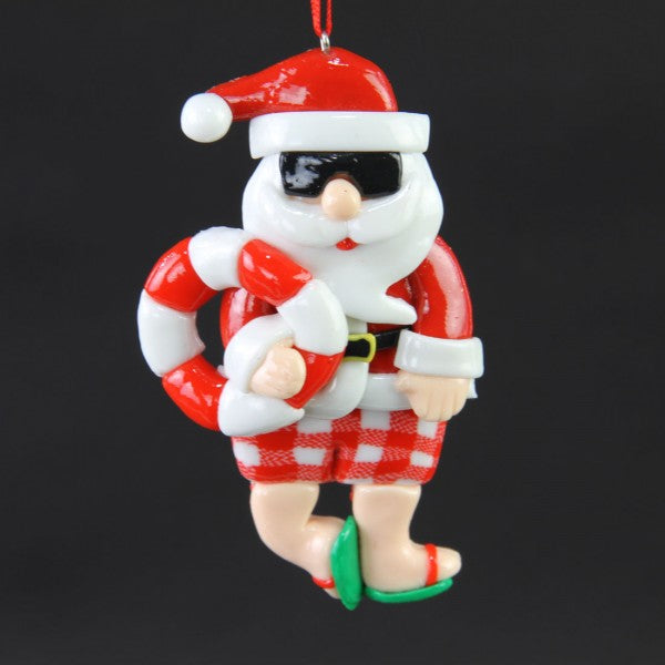 4"SANTA SWIMMING ORNA