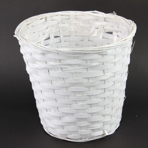 8" RND WHITE PAINTED BASKET