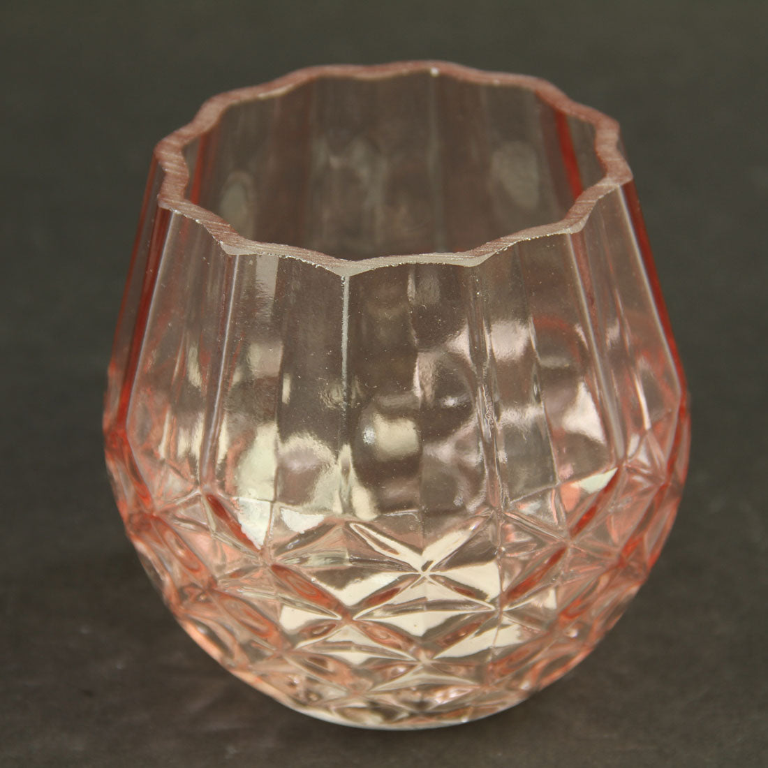 4"RND BLUSH DMND BOTTON VASE