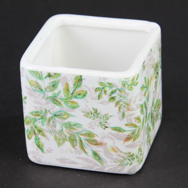 2.5"SQ.LEAF CERAMIC POT