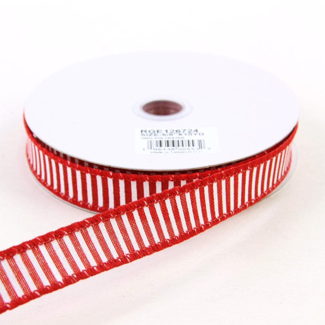 5/8"X10Y HORIZ.STRIPES RED/WH