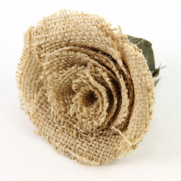 4"X3"MD.BURLAP ROSE FLOWER A4