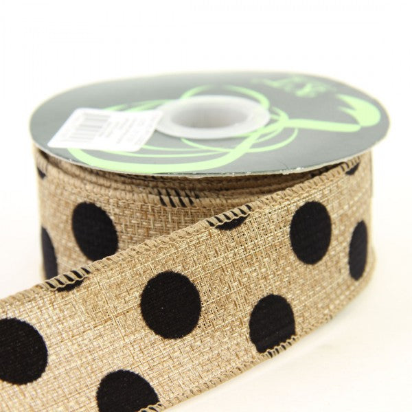 1.5"X10Y BURLAP POLKA DOTS A4